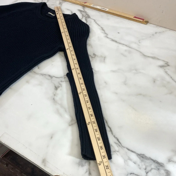 Monrow Elbow Slash Sweater Dress Womens Size Small Black Wool Cotton Ribbed Knit - Picture 7 of 12